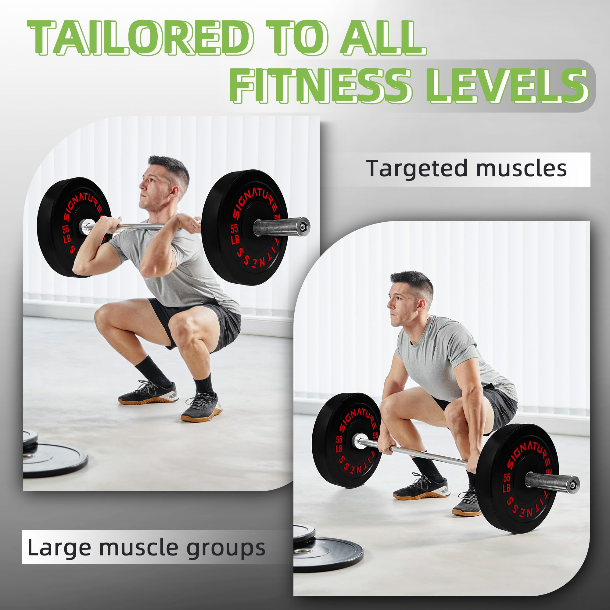 Fitvids 2" Olympic Bumper Weight Plates 260 LB Set, Colored