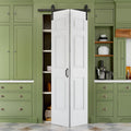 36" x 84" Paintable Bifold Barn Door, No Assembly Required, 6 Panels Bi Fold Barn Door with Hardware Kit Included, 40" Track Kit for 2 Doors, Pre-Drilled Holes