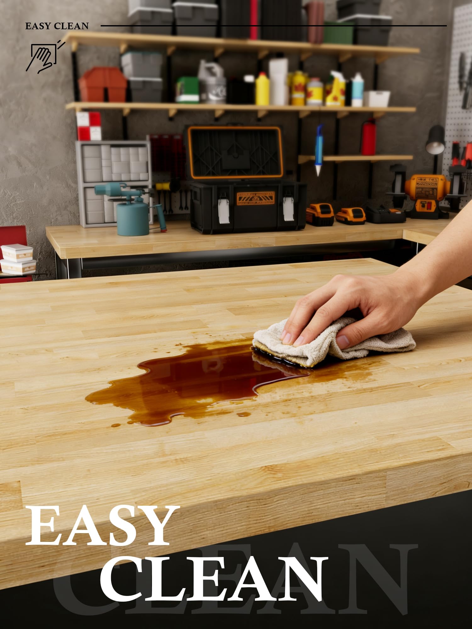 8FT Butcher Block Countertop Birch Solid Wood - 98" x 25" Table Top Butcher Block Cutting Board for Kitchen Island Cart Living Dining Office Desk Washer Dryer Countertop Replacement Unfinished 1.5" Th