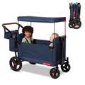 Radio Flyer Atlas Stroll 'N Wagon, Navy Blue, For Ages 1+, 3-in-1 Push or Pull Versatility, One-Hand Fold, UV Canopy, 5-Point Harnesses, Storage Capabilities, Rubber Wheels, Stroller Wagon for Kids