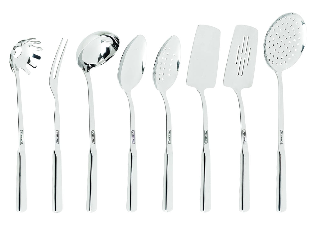 Viking Culinary 3-Ply Stainless Steel Hammered Copper Clad Cookware Set, 10 Piece, Oven Safe & Culinary 304 Stainless Steel Kitchen Utensil Set, Ergonomic Stay-Cool Handles