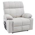 RHHVVR Oversized Recliner Electric Lift Chair, Power Lift Recliner for Big and Tall, 180° Lay-Flat and Assisted Standing, Extra Large Sofa with 8-Point Massage & Heating, Medium-Soft, White