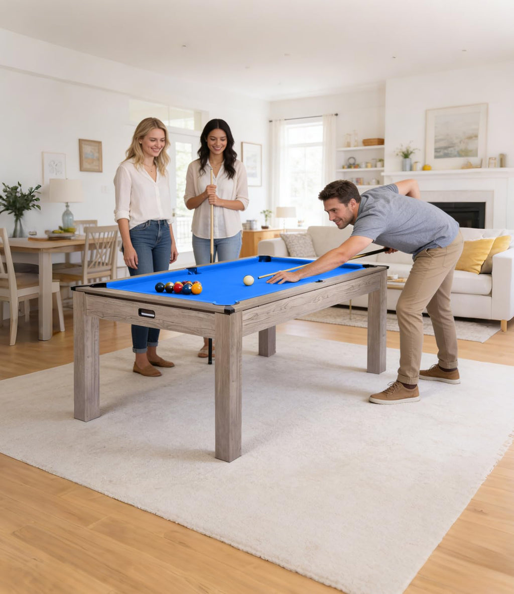 Garvee 7FT Professional Pool Table Set for Adults, Billiard Table Set with Complete Accessories - Rustic Grey Game Table with Black Cloth,Ideal for Home Game Room & Parties