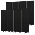 Room Divider Soundproof Privacy Panel with Wheel, 4 Panel-2Pack Wall Divider (Aluminum Frame) for Room Partition, Folding Room Dividers for Space Separation Office Cubicle Divider Separator, Black
