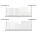 MonsterRax Overhead Garage Storage Racks 3x8’ (2-Pack) Ceiling Mounted Shelving, Adjustable Hanging Organizer, Heavy Duty Steel, Holds 500 Pounds, Color: White, Adjustable from 24"-45" off the Ceiling