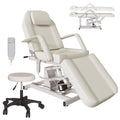 YOCONYO Electric Facial Bed for Esthetician, Tattoo Chair for Client Spa Massage Chair with Hydraulic Stool, 3 Section Esthetician Bed for Home Spa Beauty (White)