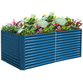 Land Guard 8x4x3ft Rectangular Galvanized Raised Garden Beds, Large-Capacity Metal Planter Box Outdoor, Durable Deep Raised Garden Bed 3ft Tall, Raised Beds for Gardening Vegetables, Royal Blue