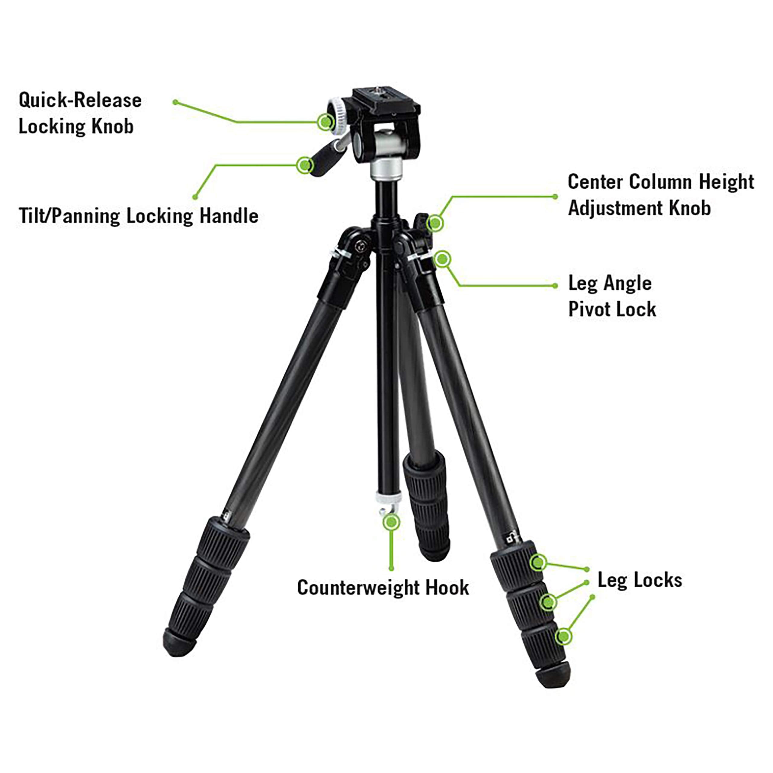 Vortex Optics Summit Carbon II Tripod Kit - Light Weight Design, Carbon Fiber Tripod, 2-Way Pan Head, 22 lb Max Load, Rubber Feet - Unlimited, Unconditional Warranty