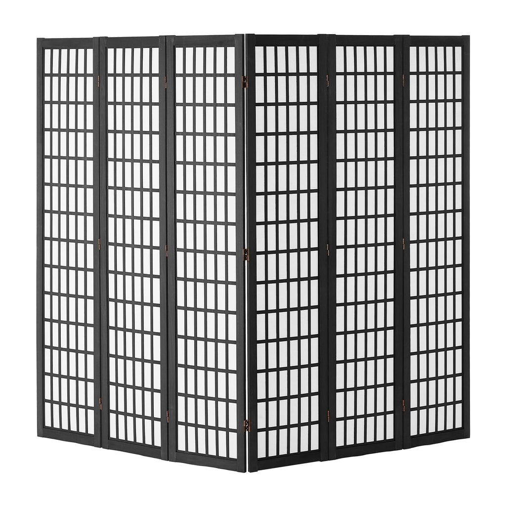 Amacv Room Divider, 6 Panel Japanese Room Divider, Folding Privacy Screen Indoor, Portable Partition Dividers and Decoration Screens, for Room Separation, Home, Office, Restaurant & Bedroom (Black)
