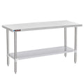 DuraSteel 30x72 Stainless Steel Prep Table - NSF Commercial Kitchen Metal Worktable - Large Laboratory Benches with Under Shelf - For Laundry Room, Kitchen, Garage, Restaurant