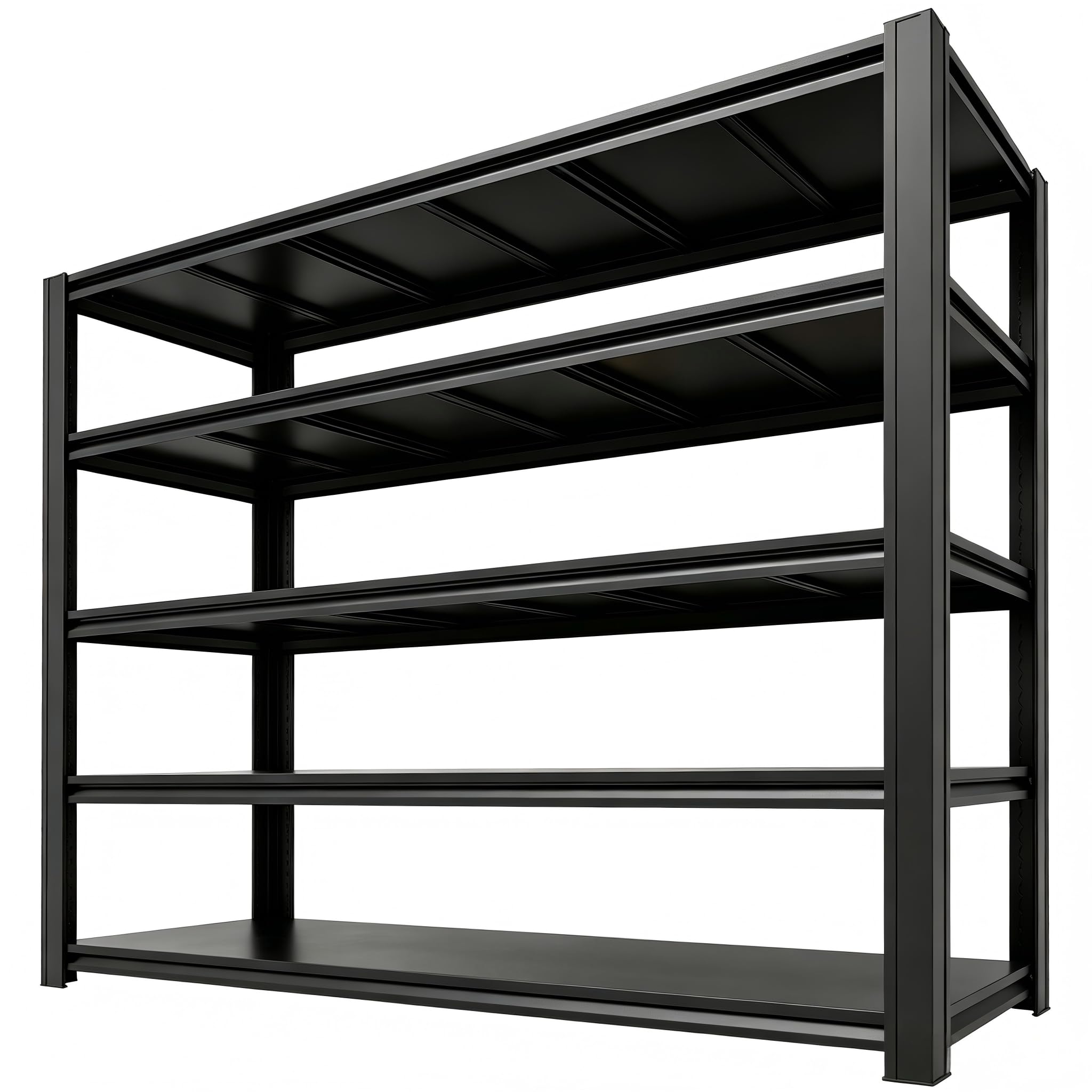 KIFDYTH 62" Wide Heavy Duty Garage Shelving Units, 3500 LBS Storage Shelves, Black Metal Garage Shelves, Large Storage Rack,Industrial Shelving for Shop,Warehouse,Basement(84" H×62W×24.05D)