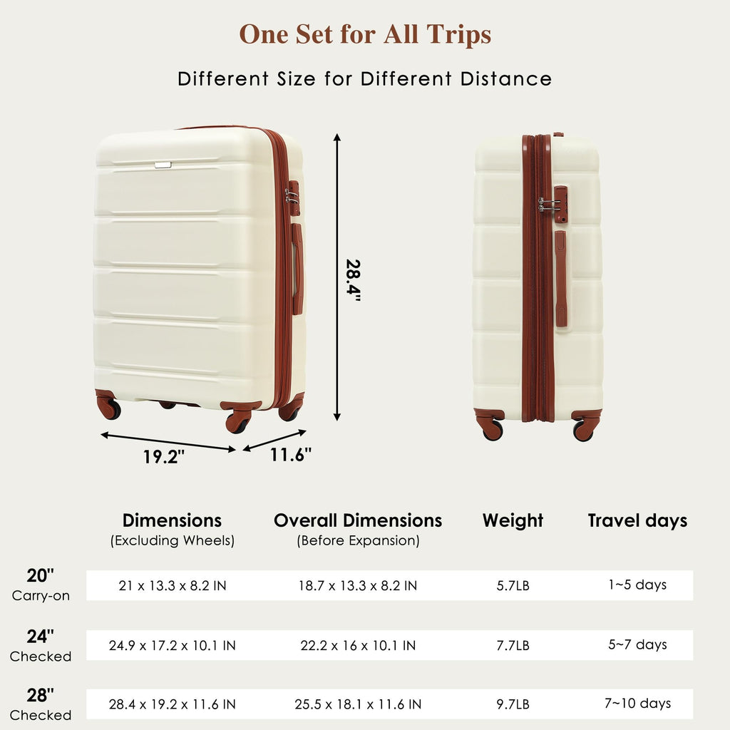 EastVita Lightweight, Beige, Carry-On 20/24/28Inch