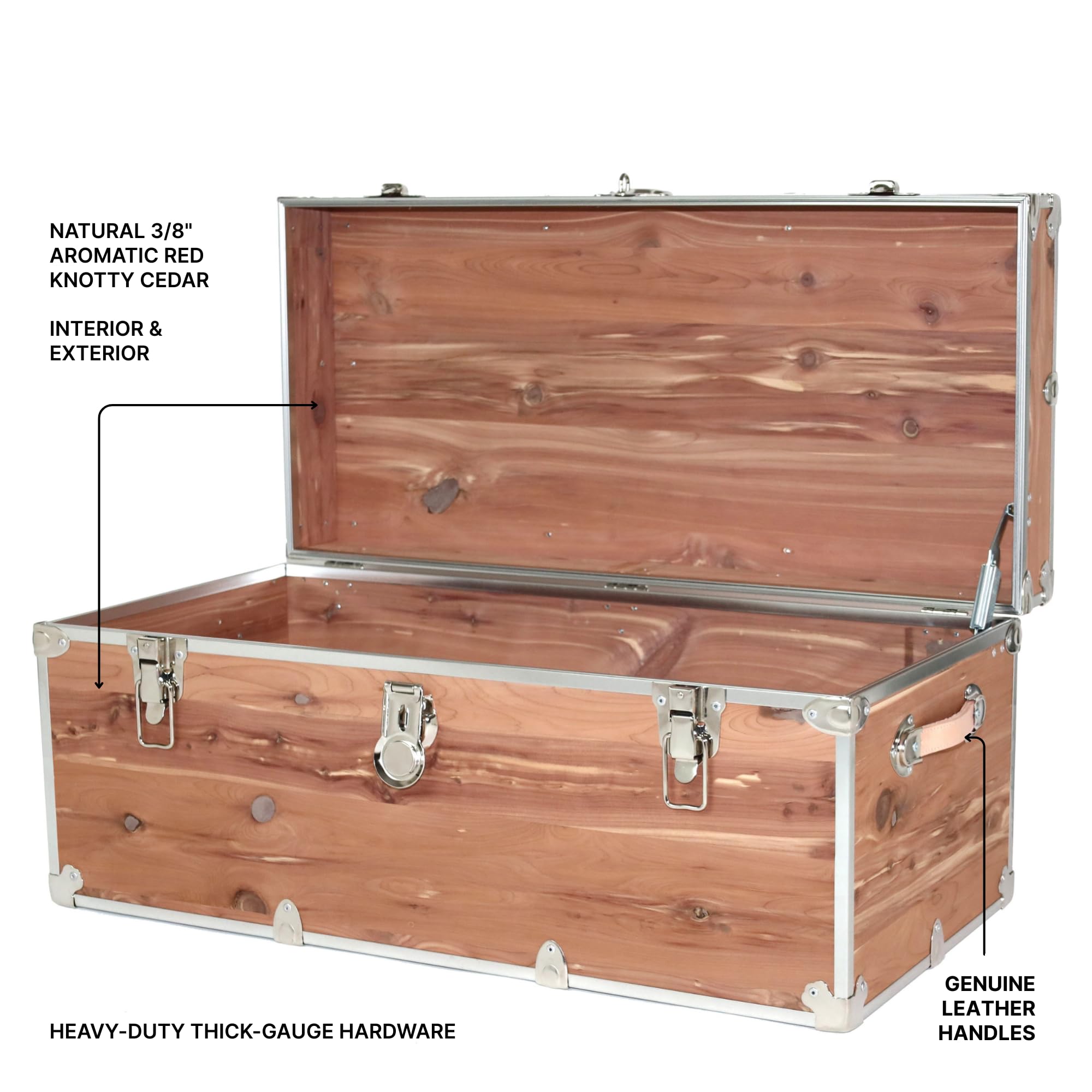 Rhino Trunk & Case Knotty Cedar Chest – Large Storage Box, Coffee Table, End of Bed Trunk or Entryway Storage Bench – 32"x18"x14" USA-Made, Furniture Grade, Heirloom Aesthetic – Strong and Secure