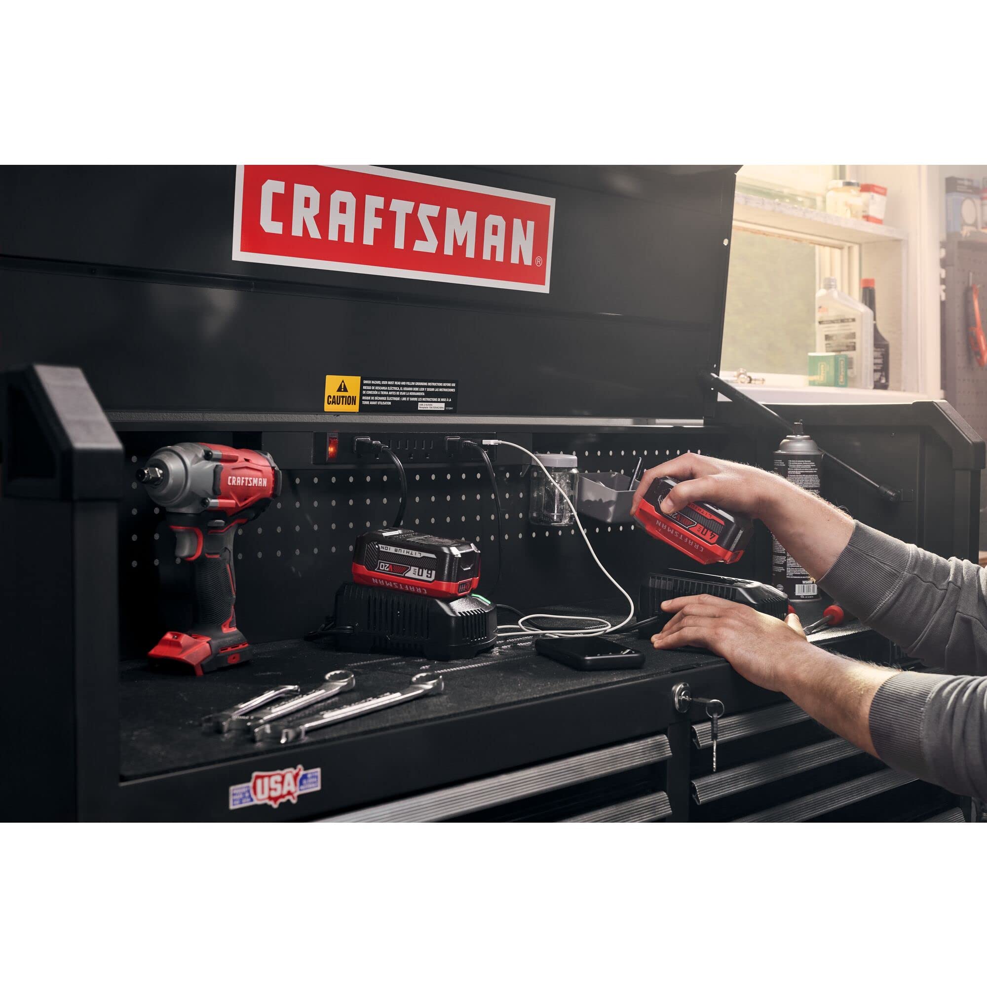 CRAFTSMAN S2000 52" 8-Drawer Tool Storage Chest with Light and Divider, Black (CMST35282BK)