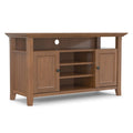 SIMPLIHOME Amherst TV Stand - 54 inch Wide Solid Wood Media Console in Medium Saddle Brown, Transitional Entertainment Center for Living Room for TVs up to 60 Inches with Shelves and Cable Management
