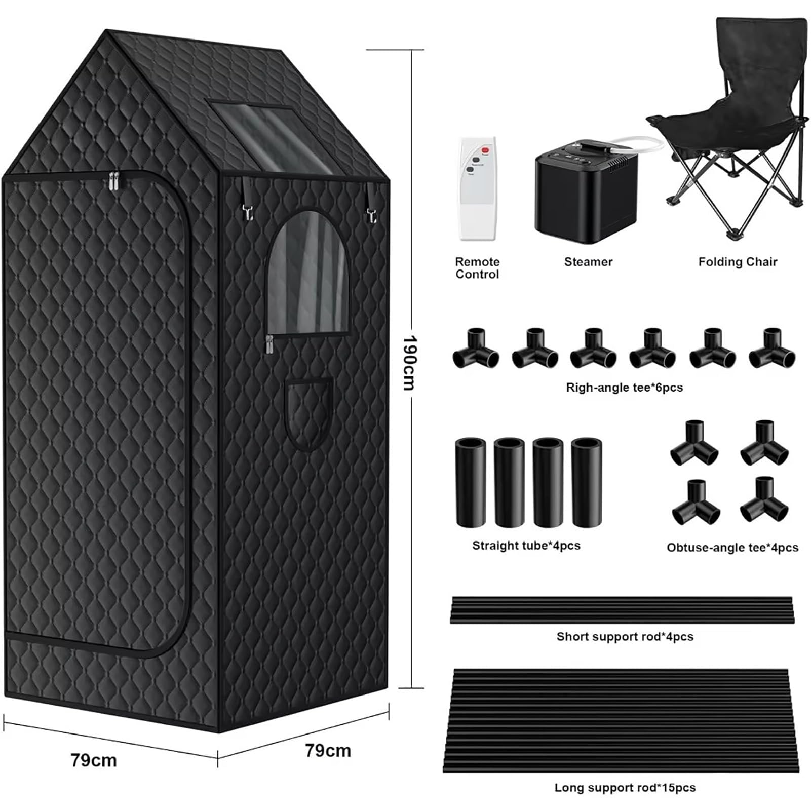 YXKJZHF Portable Sauna Box for Home Spa Full Body, Personal Steam Sauna Tent Steam Room with 3L Steamer, 1000W, 110V