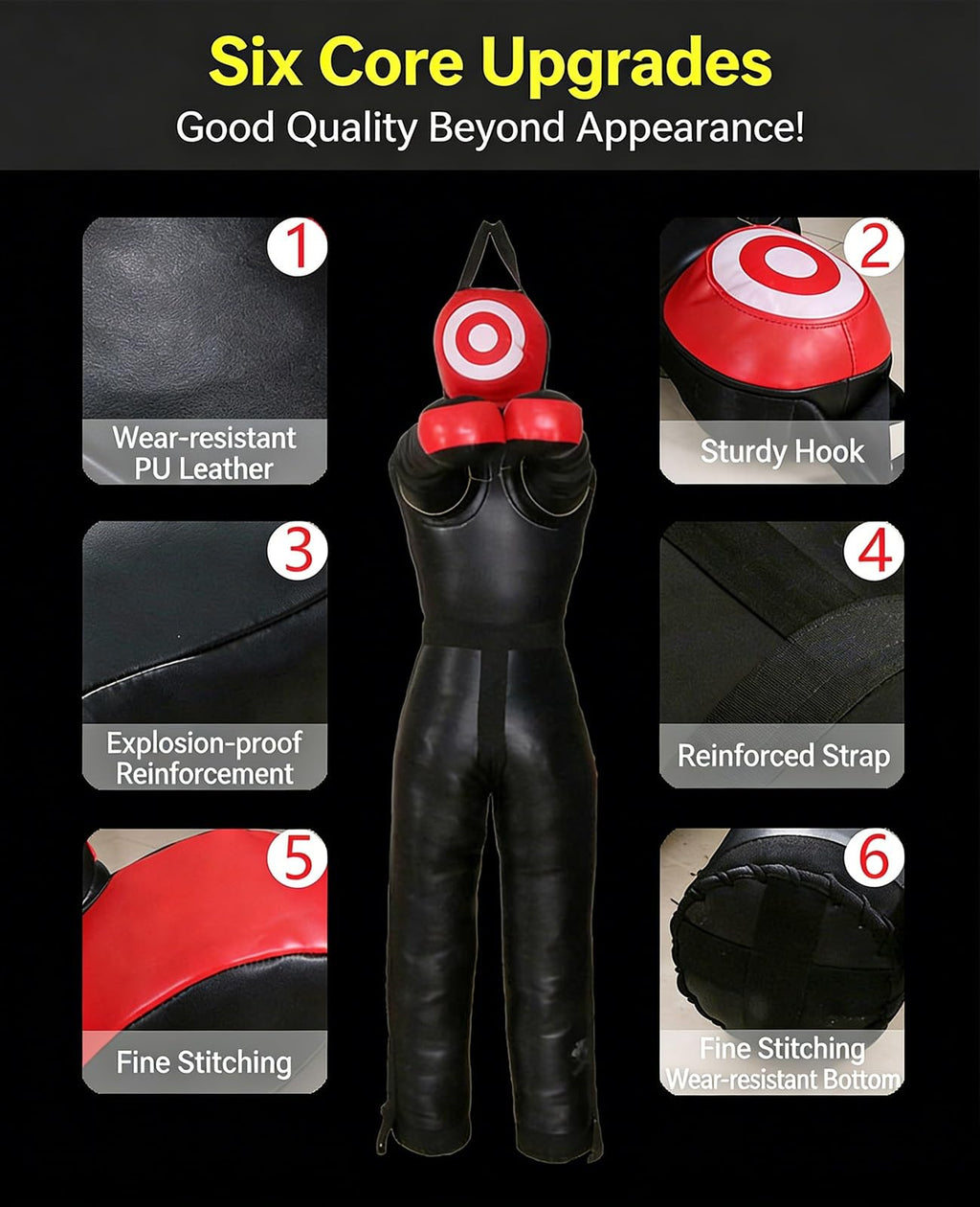 Hanging Grappling Dummy, Martial Arts Doll, MMA Wrestling Dummy, Durable Canvas Fabrics, Standing Sitting Laying Throwing, for Boxing Karate Training UNFILLED(160cm)