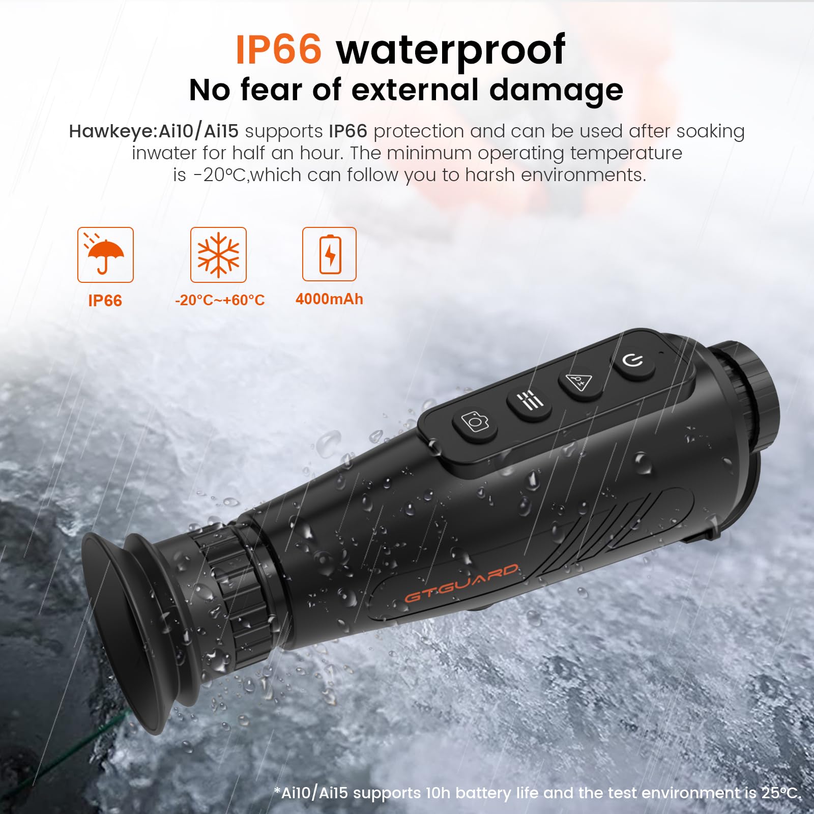 GTGUARD AI15 Thermal Monocular 384x288 (50Hz) HD Night Vision with 15mm Focal Lens, 8X Zoom, Wi-Fi Hotspot Multiple Scene Modes for Hunting Travel Outdoor Camping