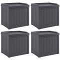 Suncast 4 Pack Small Deck Box Storage w/Bench Seat for Indoor & Outdoor Use, 22 Gal., Cyberspace