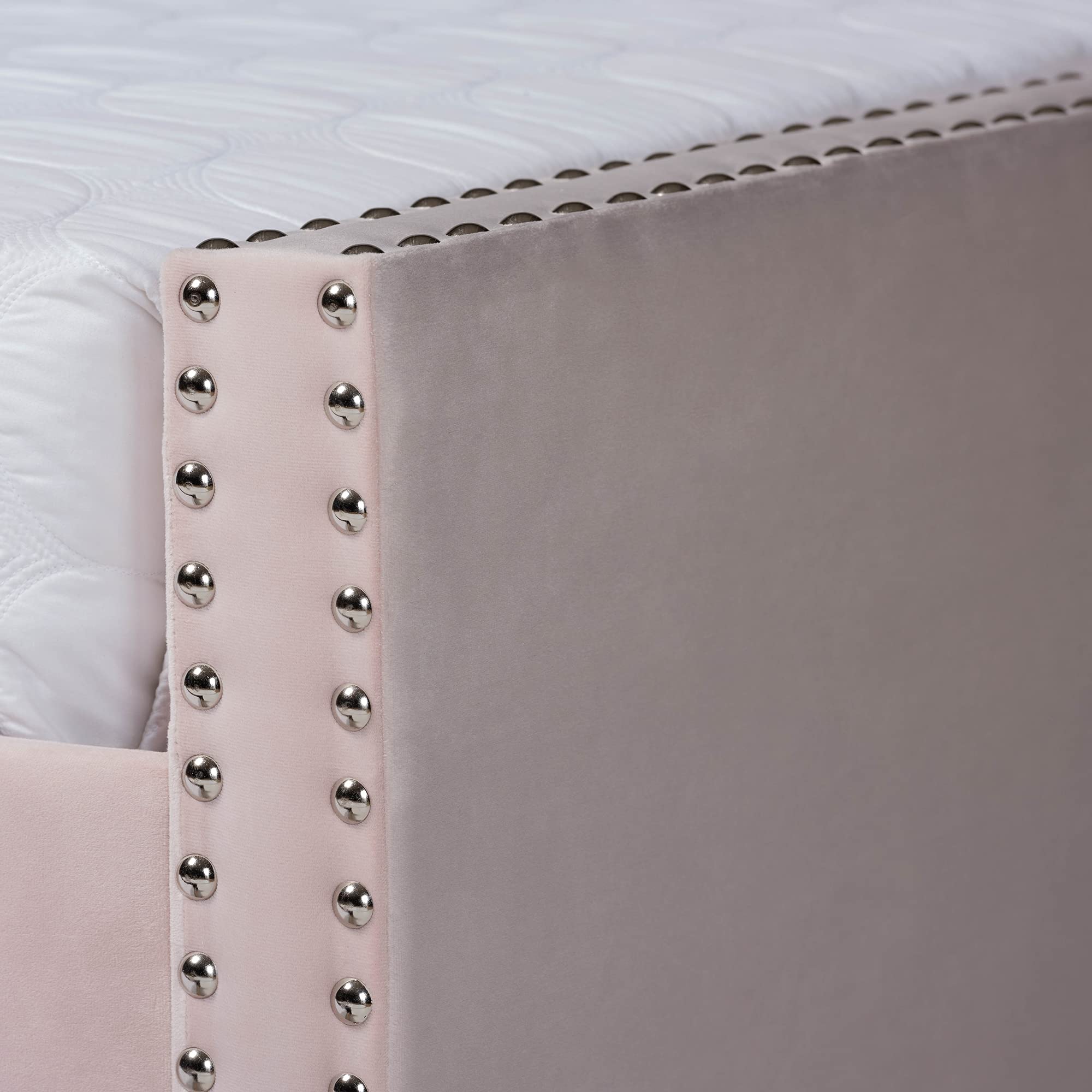 Baxton Studio Raphael Modern and Contemporary Pink Velvet Fabric Upholstered Full Size Daybed with Trundle