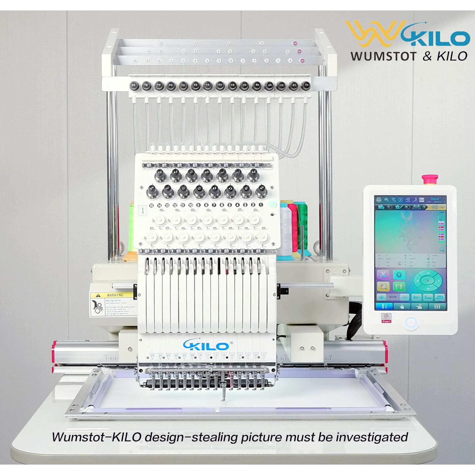 CH1501 Embroidery Machine 15 Needle: Commercial Digital Hat Embroidery Machine Kit with Stand - 13"x20" Embroidery Area 1200 SPM Max Speed, 10" Touch Screen, Wifi, USB for 3D Cap, Shirt and More