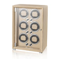 KOHUDIS Watch Winder for 2/4/6/9 Automatic Watches, high-end Leather Making, Super Quiet Mabuchi Motor, Two Power Modes, Built-in led Lights (Apricot, 6 Slots)