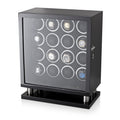 Watch Winder for 16 Automatic Watches with LED Light and LCD Touchscreen Control (Black + Black)