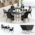 Conference Room Table, Foldable Flip Top Mobile Training Table with Wheels, 47.2 Inch Modern Rectangular Meeting Seminar Desk, Waterproof Metal Frame for Office, Classroom & Boardroom