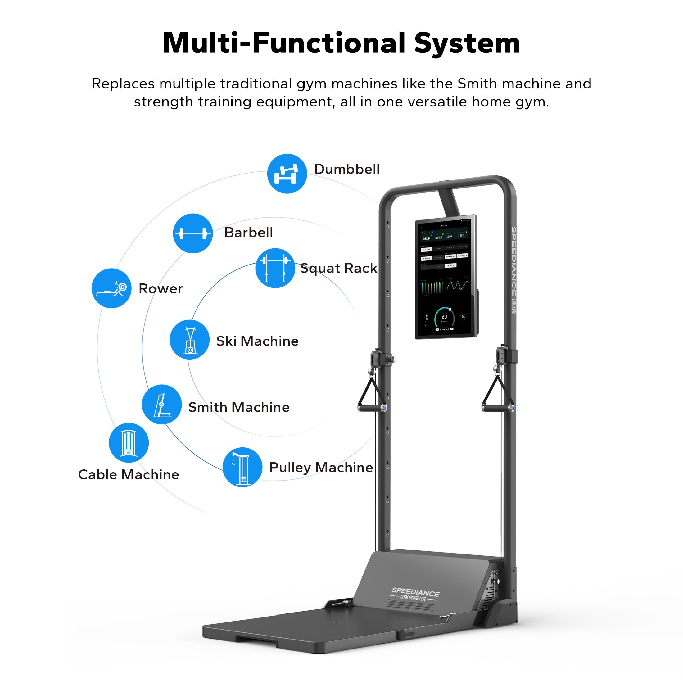 Speediance Gym Monster Smart Home Gym, Multifunctional Strength Training Machine, Smith Machine Power Cage Workout Station, Squat Rack Cable Machine, Full Body Fitness Equipment for Home Workout