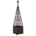 SAFAVIEH Outdoor Patio Furniture Collection - Caledonia Brown Iron Trellis Planter, Tall Weather-Resistant Garden Box (PAT5048B)