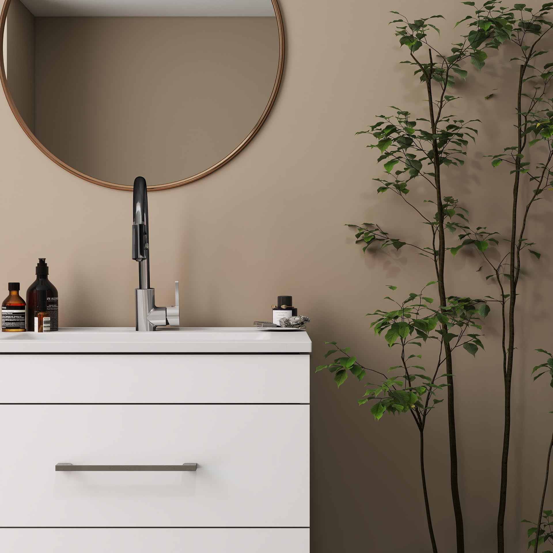 KEIKI 24" Gloss Wall-Mounted Bathroom Vanity with Ceramic Sink, Double Soft-Close Drawers, Modern Minimalist Design