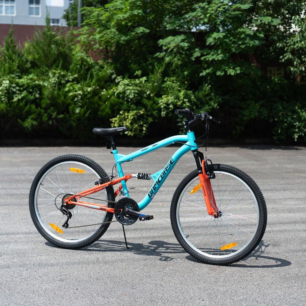HH HILAND Full Suspension Mens Mountain Bike, 18 Speed, 26 Inch Wheel, Dual V Brake Bike for Men Womens Adult Bicycle