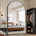 Suidia 86"x46" Arched Full Length Mirror with Stand, Full Body Mirror with Aluminum Frame, Freestanding/Leaning/Wall-Mounted, Floor Mirrors for Bedroom, Living Room, Entryway, Dressing Room, Black