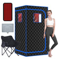 Portable Full Size Infrared Sauna for Home| One Person Spa Tent with Red Light| Personal Indoor Saunas with 660nm Red Light Therapy Lamp| Separate Heating Foot Pad and Reinforced Chair for Relaxation