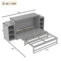 Bellemave Queen Size Murphy Bed, Cabinet Bed with 2 Shelves and Storage Drawers, Farmhouse Murphy Cabinet, Noisy Free, for Guest Bedroom, Living Room, Office, Light Gray