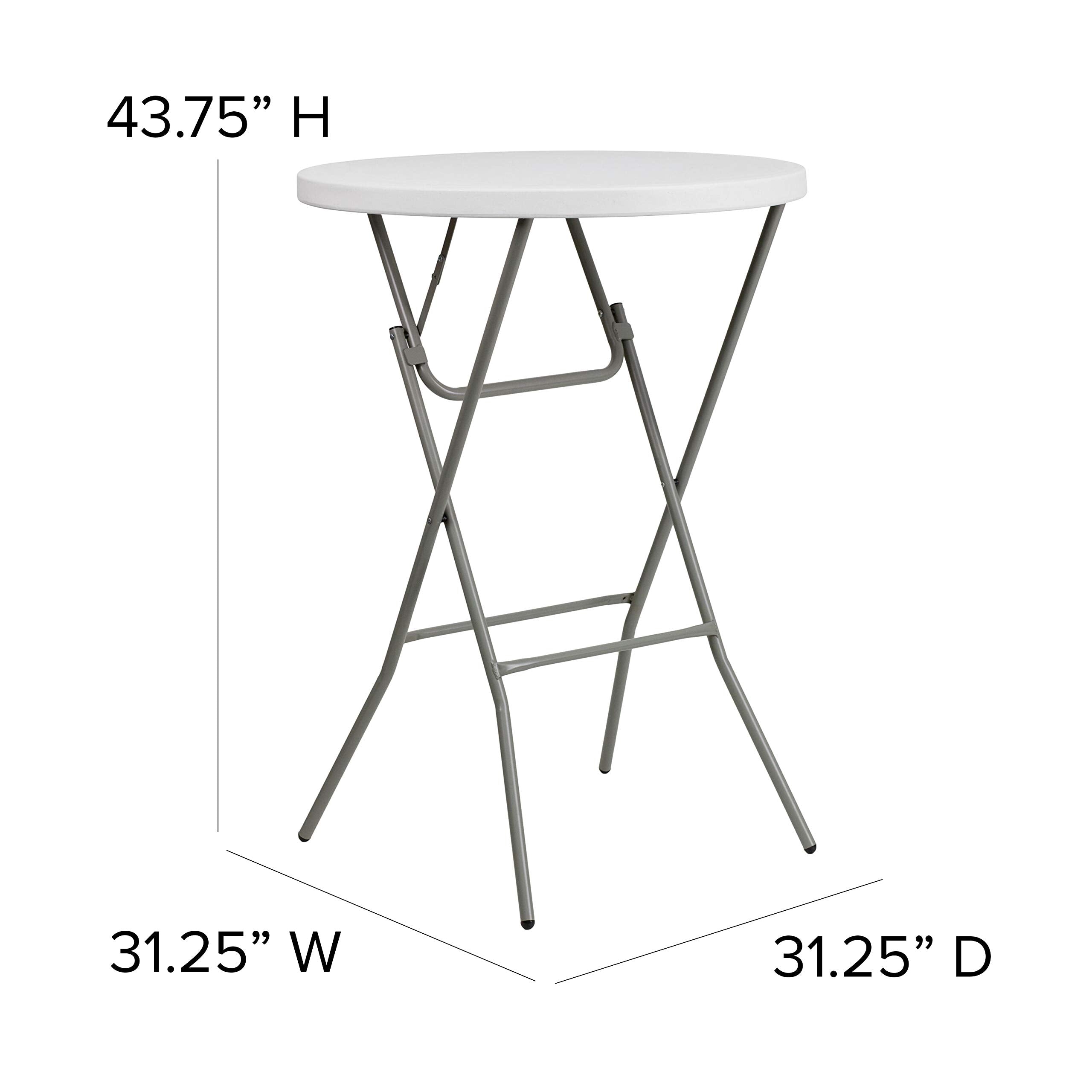 Flash Furniture 32" Round Folding Bar Height Tables for Parties and Commercial Events, Indoor/Outdoor Plastic Bar Height Folding Tables, Set of 4, White