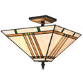 DAYCENT Tiffany Ceiling Lights, Stained Glass Ceiling Light Fixtures 3-Light 14 Inches Vintage Tiffany Style Semi Flush Mount Lamp for Bedroom Foyer Entryway Dining Room, Black Finish