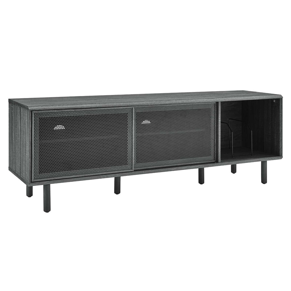 Modway Kurtis TV and Vinyl Record Stand, Charcoal