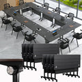 Folding Conference Room Tables with Wheels, Modular Conference Table Foldable Mobile Office Training Tables, Seminar Rolling Flip Top Nesting Meeting Table Space-saving for Classroom, Black 8Pack