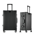 HotWay 28 Inch All Aluminum Checked in Luggage, Hard Shell Suitcase with Spinner Wheels and TSA Lock, Large Silver Suitcase for Travel, Black