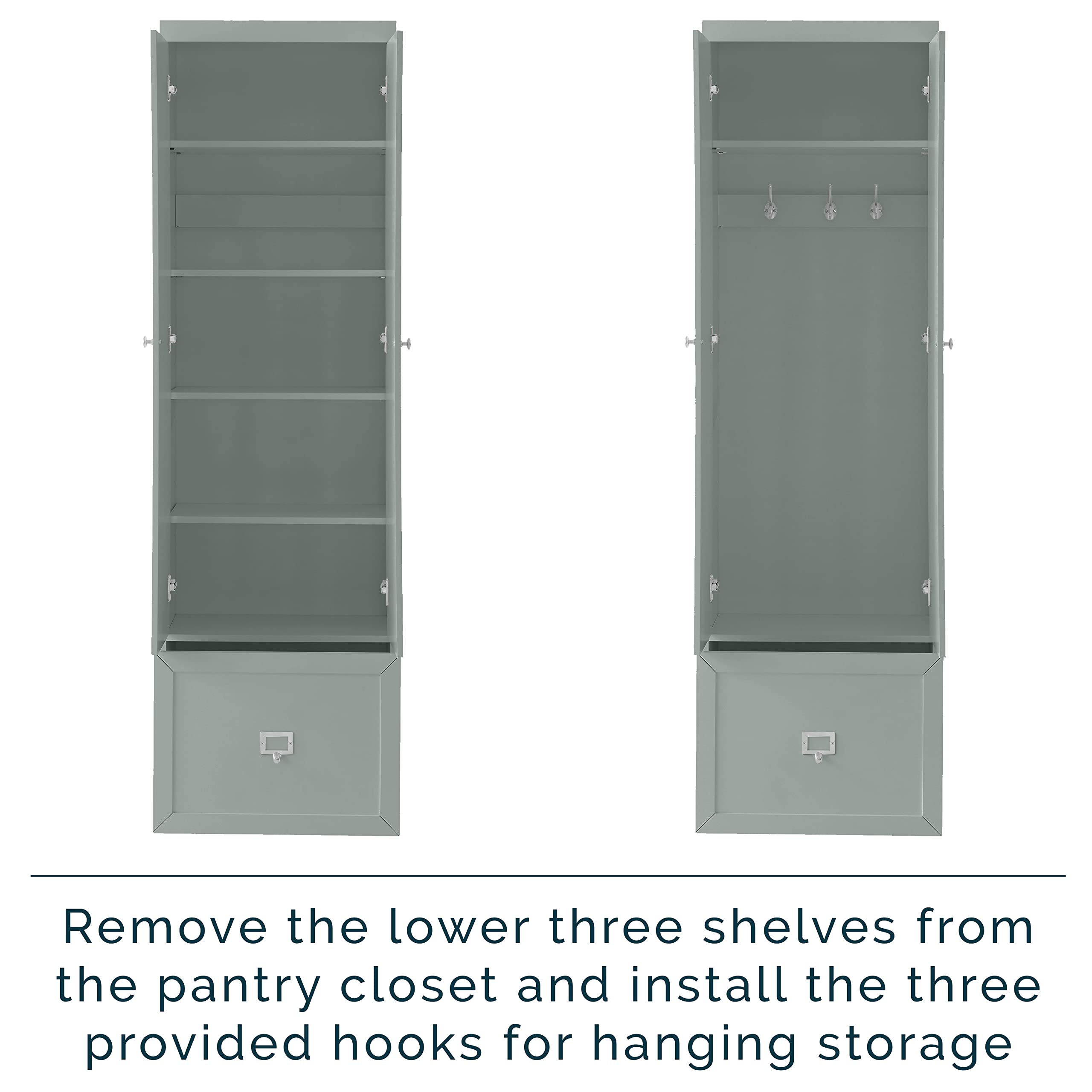Crosley Furniture Harper 3-Piece Hall Tree and Storage Cabinet Set with Entryway Bench and Hooks for Hanging, Gray