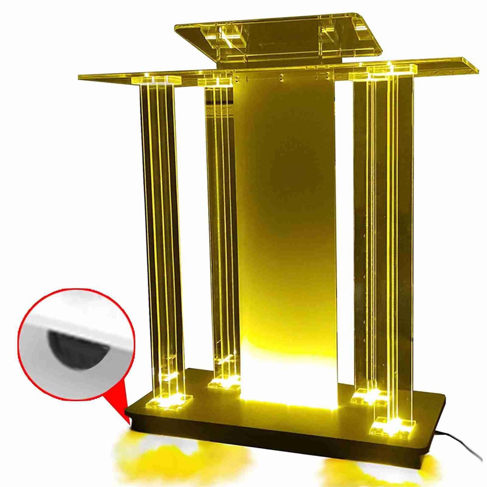 Transparent Personalized Podium46” H Portable Rolling Speaker StandIdeal for EventsWeddingsCorporateReceptionLightweightEasy to Transport