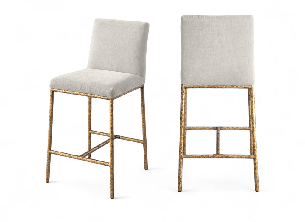 Meridian Furniture Reeves Cream Chenille Upholstered Counter Stool (Set of 2)