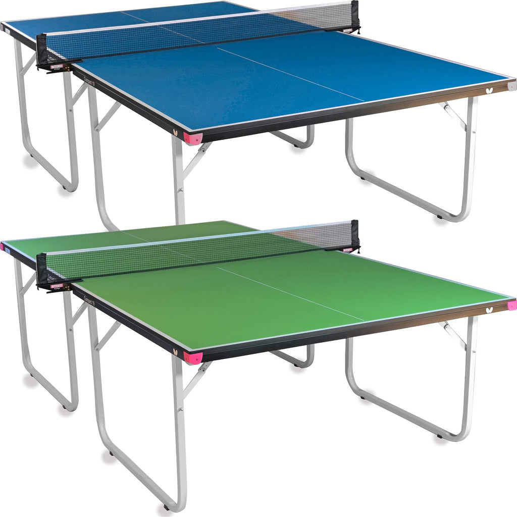 Butterfly Compact 19 Ping Pong Table - Foldable Table Tennis Table with Wheels - Regulation Size Ping Pong Table with Detachable Net Included - Ships Assembled, Green