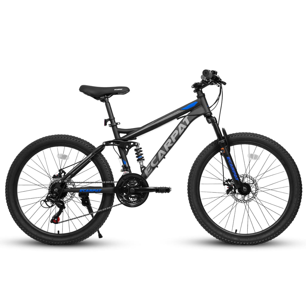 Ecarpat Full Suspension 26 Inch Mountain Bike, 21-Speed Mountain Bicycle with Disc Brake, Carbon Steel Frame, Trail Commuter City MTB Bike