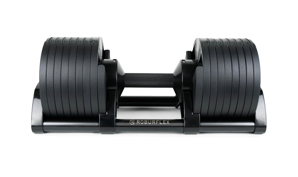 ROBURFLEX Adjustable Dumbbell (Single) 5-40/80lb, 5lb Increments, for Home Gym Fitness - Upto 20 weight settings (BLACK - 80LB)