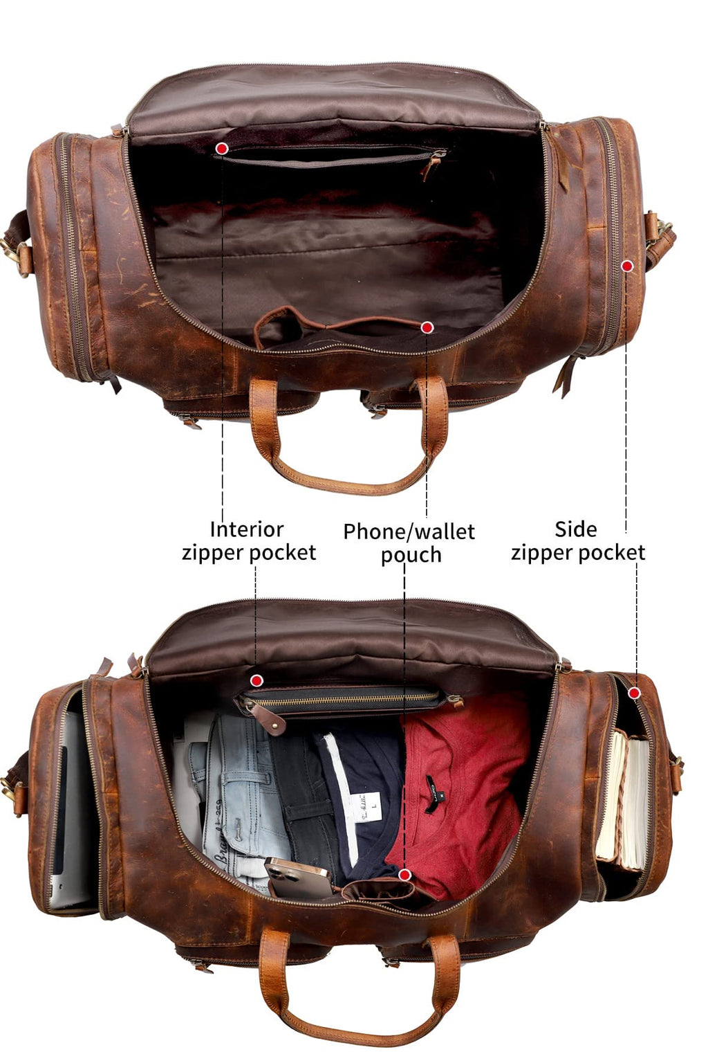 32" Vintage Duffel Classic Style with Modern Outlook Retro Thick Full Grain Cowhide Handmade Airplane Under seat Carry On Bags Leather Gym Overnight Luggage Bag