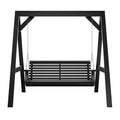 Amish Casual 5 Foot Roll Back Swing with A-Frame Stand in Semi Solid Black - Freestanding Wood Porch Swing for Patio, Yard or Garden