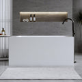 GDFStudio 51" Solid Surface Freestanding Bathtub, Matte White Resin Stone Soaking Tub with Overflow and Pop-Up Drain, Anti-Slip Stand Alone Deep Soaker Tub for Modern Bathroom Spa Relaxation