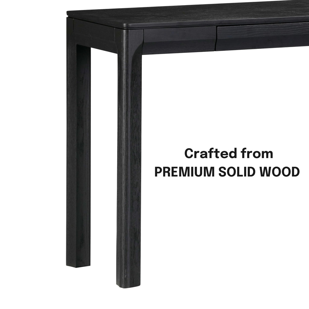 NTC Flow 47-Inch Console Table, Modern Solid Wood Entryway Table with Hidden Drawer, Waterproof & Heat Resistant, Narrow Table for Hallway, Living Room & Foyer, Burnt Black
